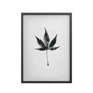 Ink Maple — Minimal Black Maple Leaf Wall Art — Framed Poster