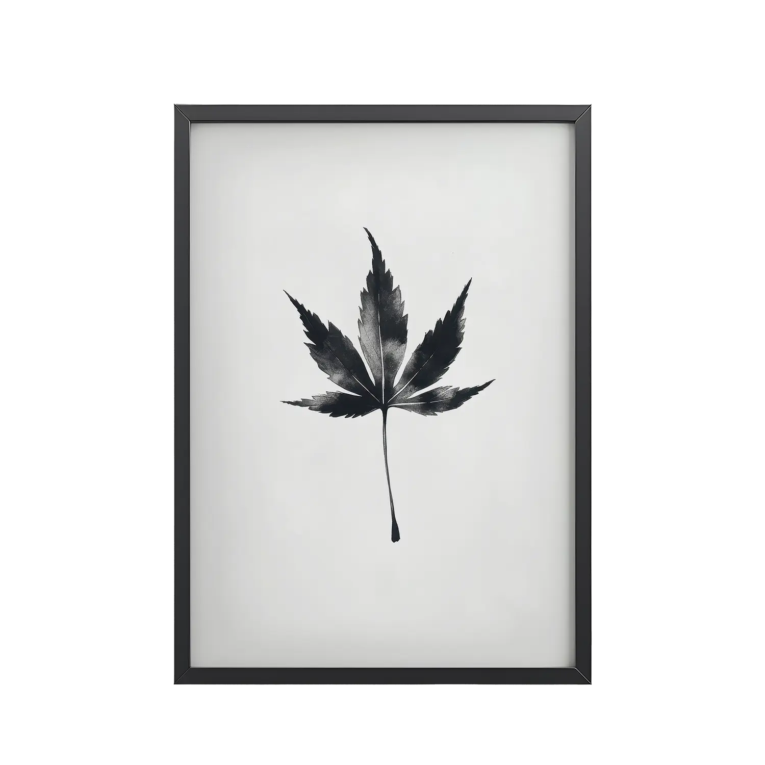 Ink Maple — Minimal Black Maple Leaf Wall Art — Framed Poster