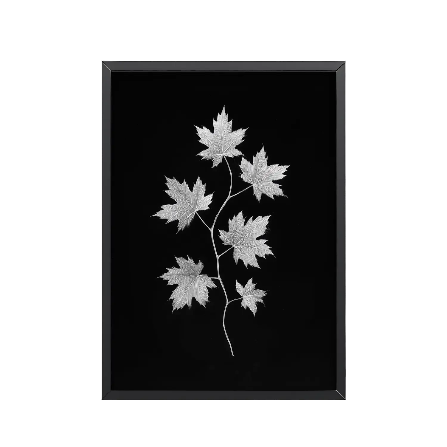 Ivory Veins — Japandi Maple Line Art — Framed Poster