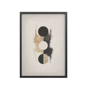 Japandi Balance — Minimal Geometric Circles in Warm Neutrals Wall Art — Framed Poster