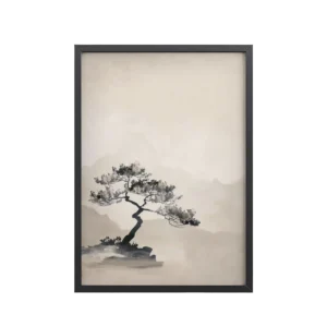 Bonsai Tree — Ink-Wash Landscape Wall Decor — Framed Poster