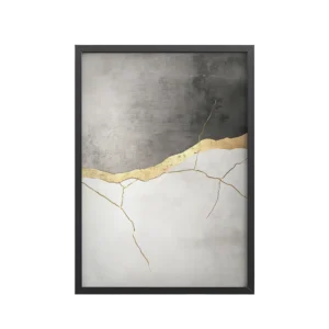 Kintsugi Strength — Abstract with Gold Crack & Concrete Texture Wall Art — Framed Poster