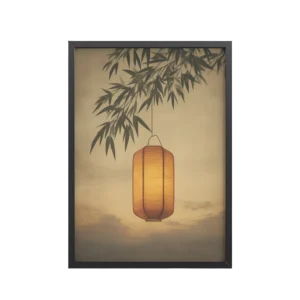 Lantern Glow — Japanese Lantern Minimal Wall Decor — Framed Poster