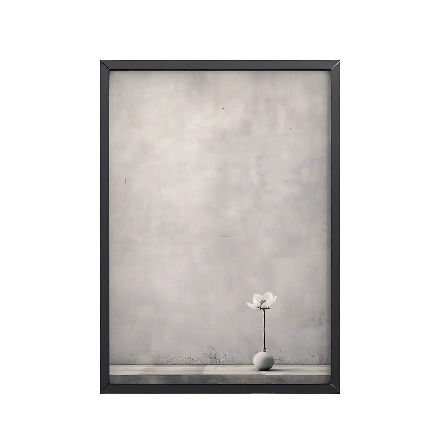 Lotus Minimalism — Single-Stem Vase Minimal Wall Decor — Framed Poster