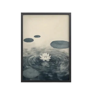 Lotus Serenity — Calming Pond Ripples Wall Art — Framed Poster
