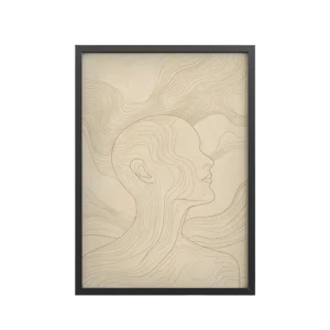 Mindstream — Abstract Flowing Face Line Wall Art — Framed Poster