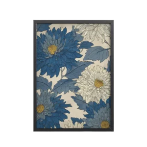 Mixed Chrysanthemums — Vintage Floral Pattern Wall Decor — Framed Poster