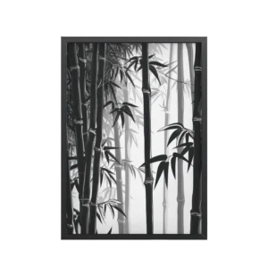 Bamboo Grove Silence — Monochrome Nature Wall Decor — Framed Poster