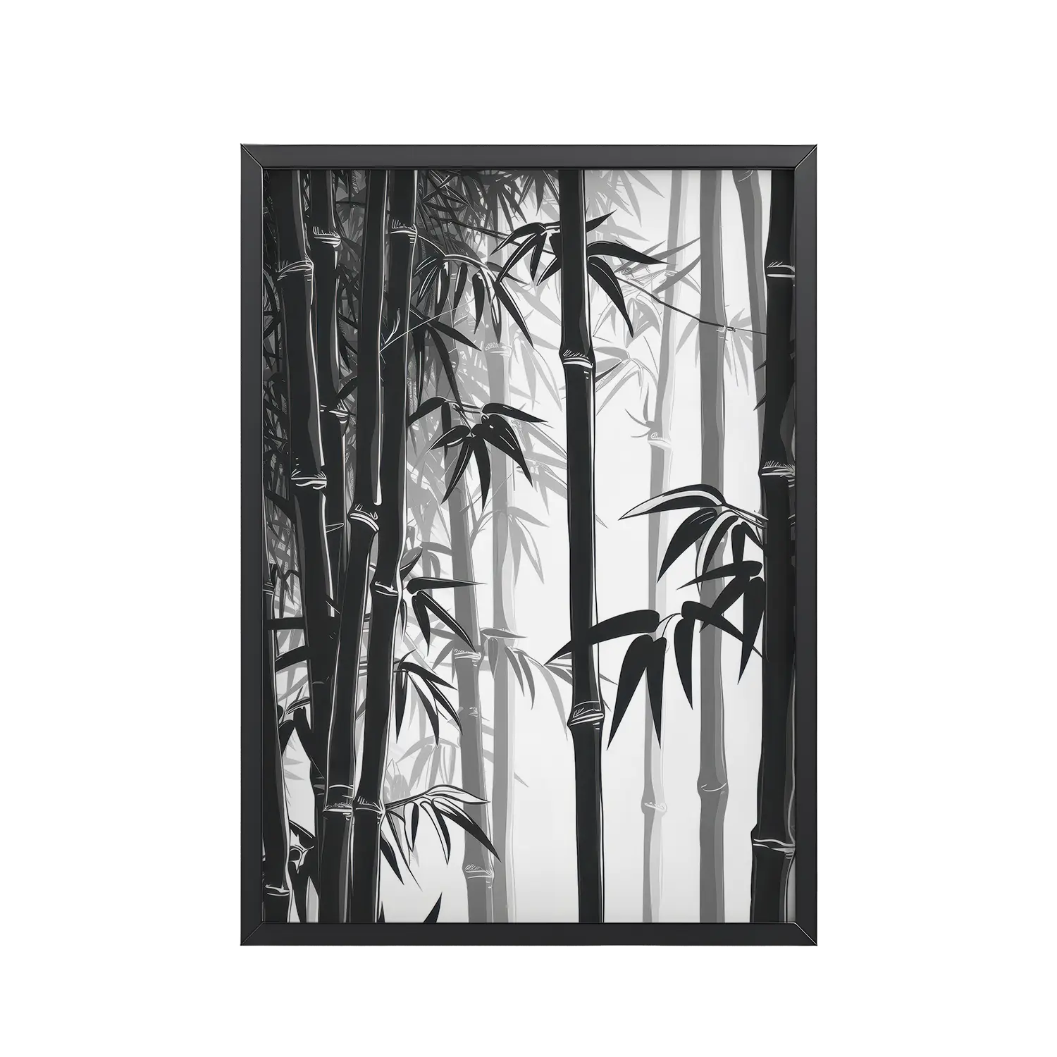 Bamboo Grove Silence — Monochrome Nature Wall Decor — Framed Poster