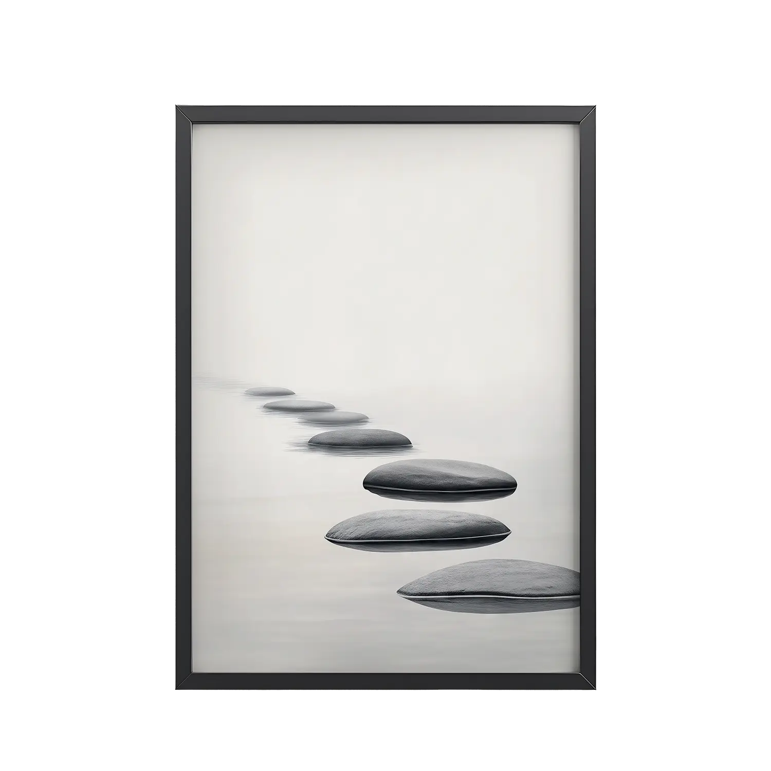 Path of Tranquility – Stepping Stones Minimal Zen Wall Art – Framed Poster