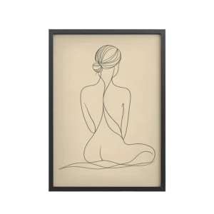 Seated Elegance On Knees — Minimalist Figure Line Wall Art — Framed Poster