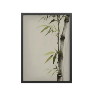 Bamboo Silence — Sumi-e Botanical Zen Wall Decor — Framed Poster