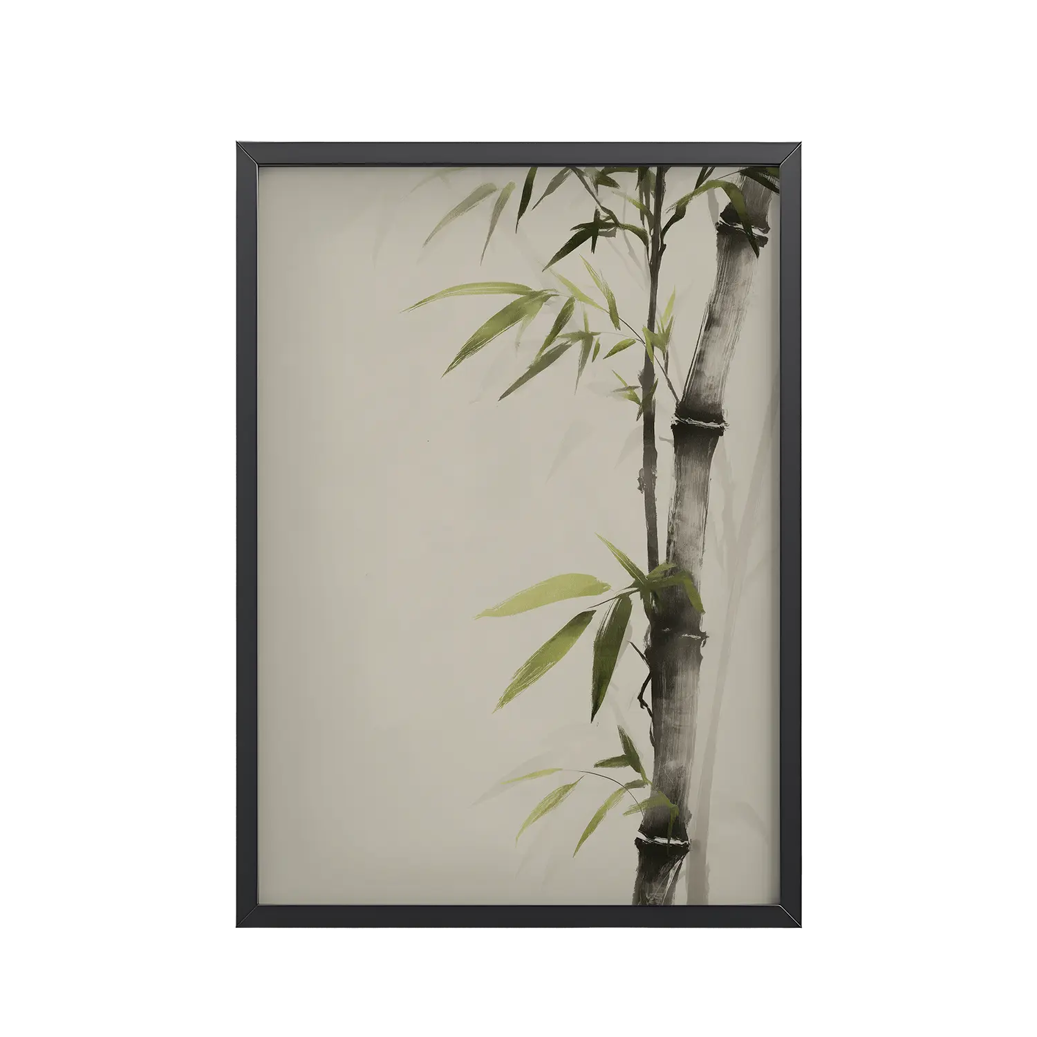 Bamboo Silence — Sumi-e Botanical Zen Wall Decor — Framed Poster