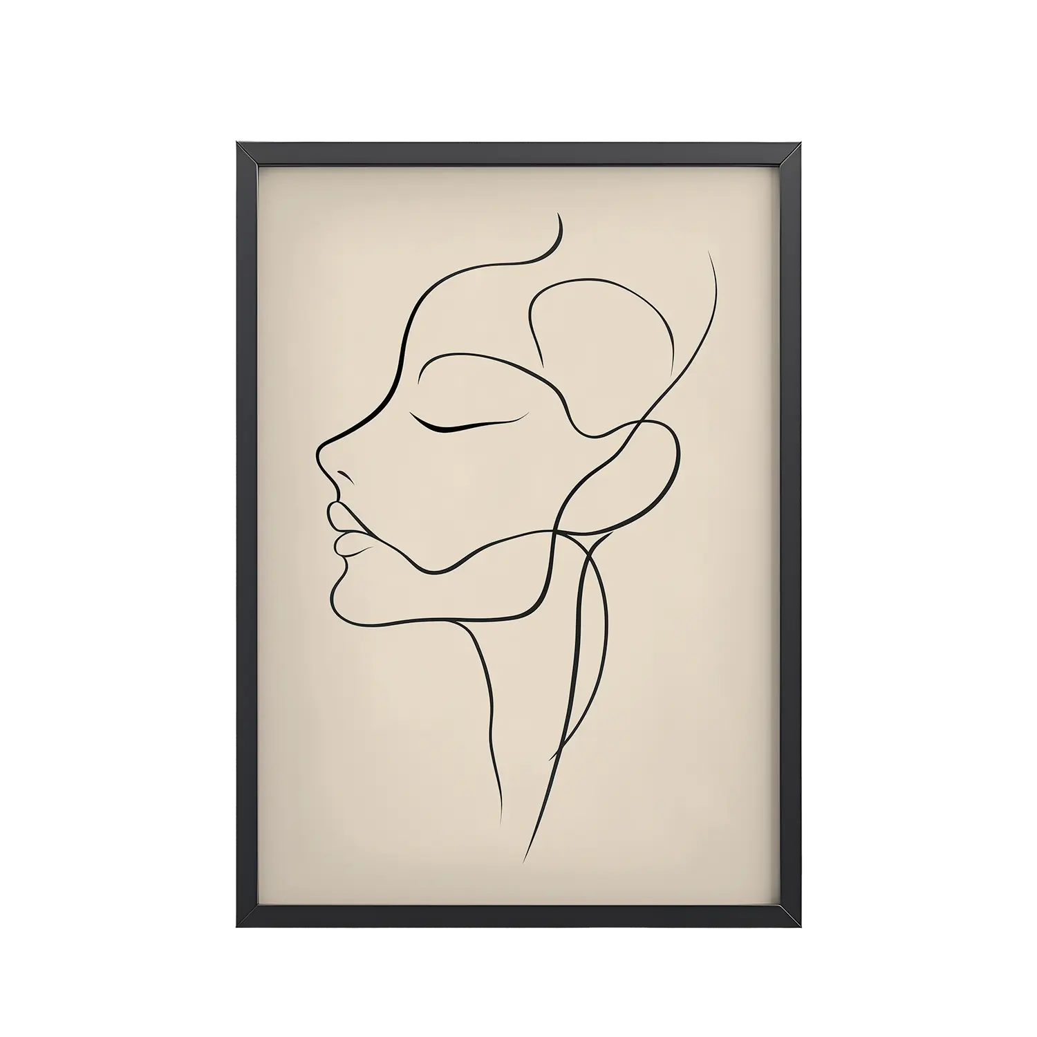 Serenity in Profile — Minimal Line Face Wall Art — Framed Poster