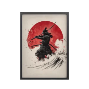 Silent Watch Samurai I – Minimalist Japandi Samurai Minimal Japanese Decor – Framed Poster