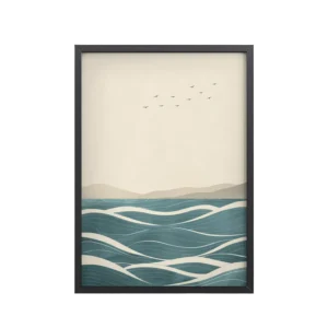 Still Horizons II — Japandi Ocean Minimalist Wall Art — Framed Poster