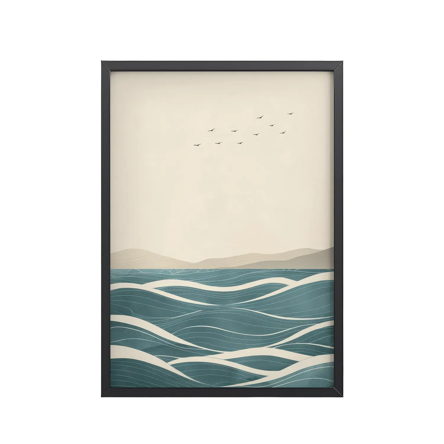 Still Horizons II — Japandi Ocean Minimalist Wall Art — Framed Poster