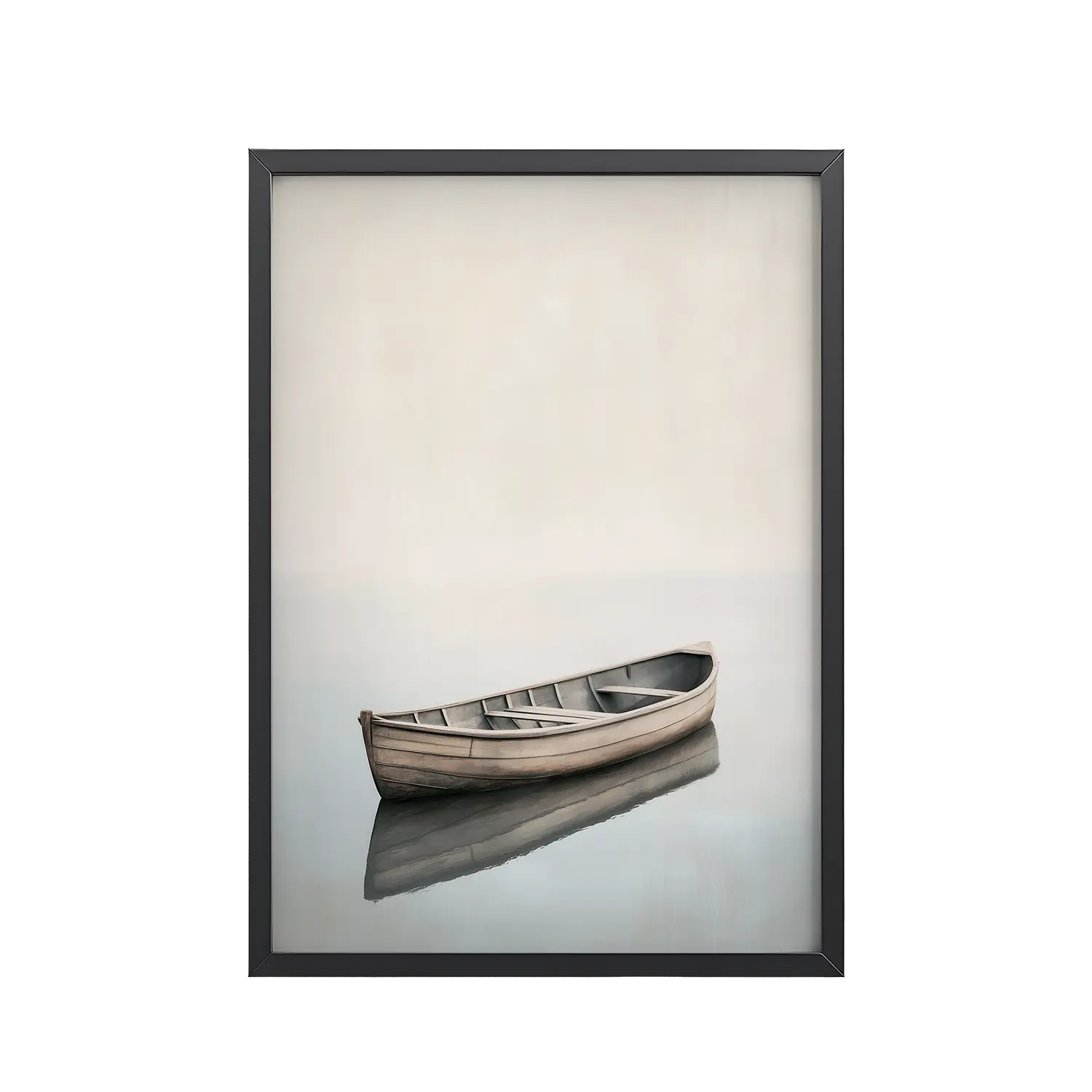 Still Waters Rowboat — Minimal Japandi Boat Wall Art — Framed Poster