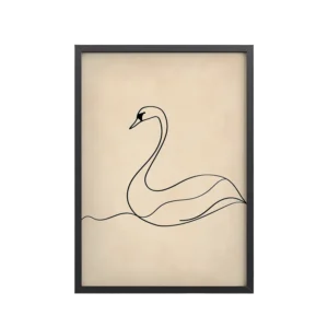 Swan Flow — Minimal Line Drawing Wall Art — Framed Poster