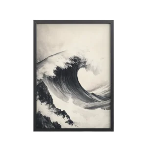 Tidal Harmony — Japanese Wave Minimal Seascape Wall Art — Framed Poster
