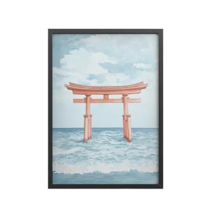 Torii Gate Waves — Coastal Shinto Shrine Wall Decor — Framed Poster