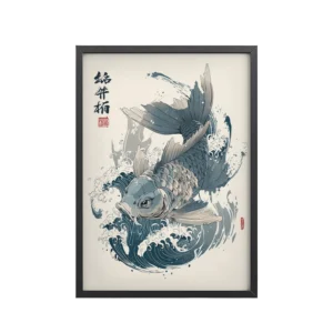 Ukiyo-e Koi Splash – Ukiyo-e Wall Art Print – Framed Poster