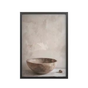 Wabi-Sabi Bowl – Hand-Carved Minimal Japandi Wall Art – Framed Poster