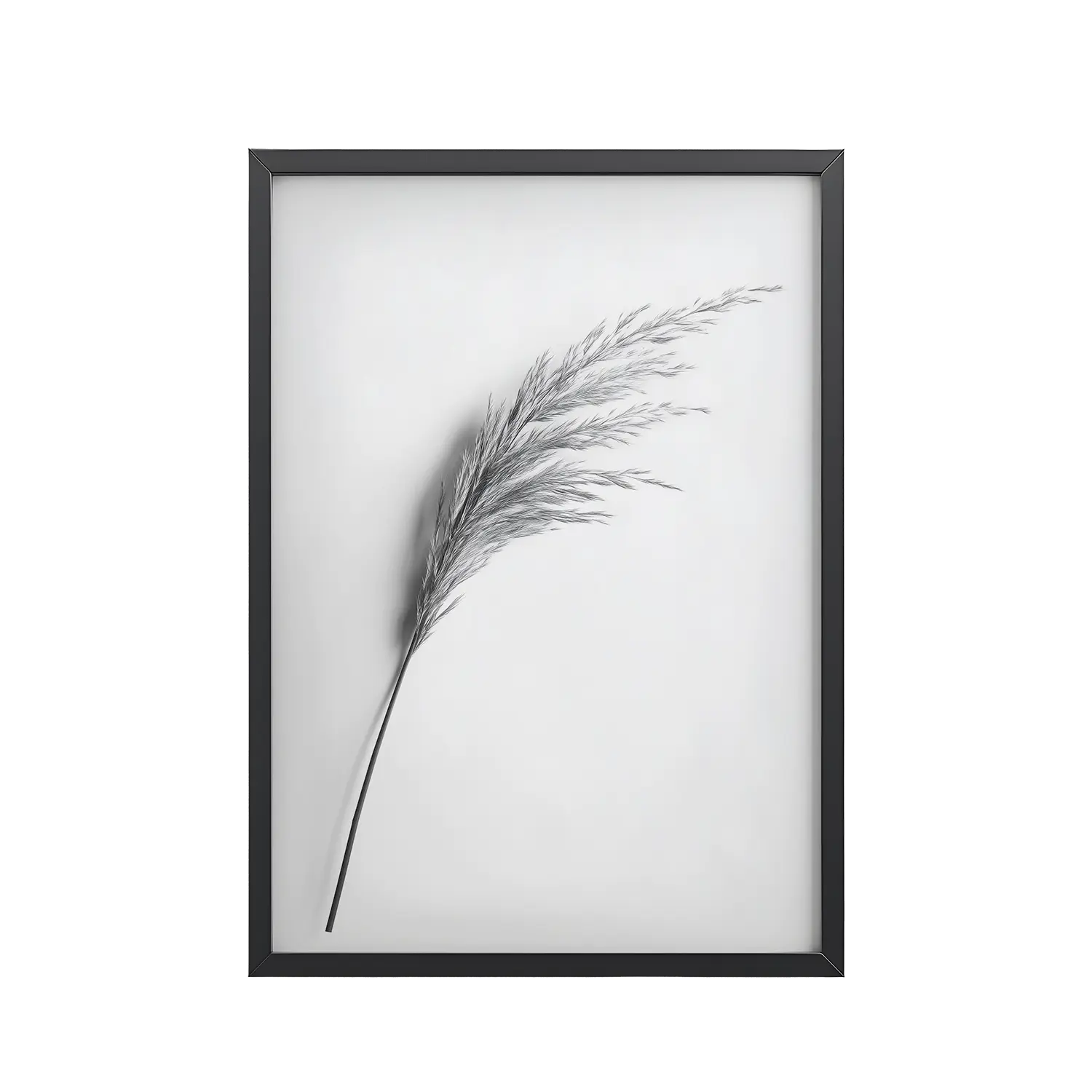 Whispering Pampas — Minimal Black & White Botanical Wall Decor — Framed Poster