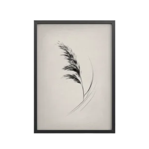 Windswept Pampas — Minimal Brush Wall Art — Framed Poster