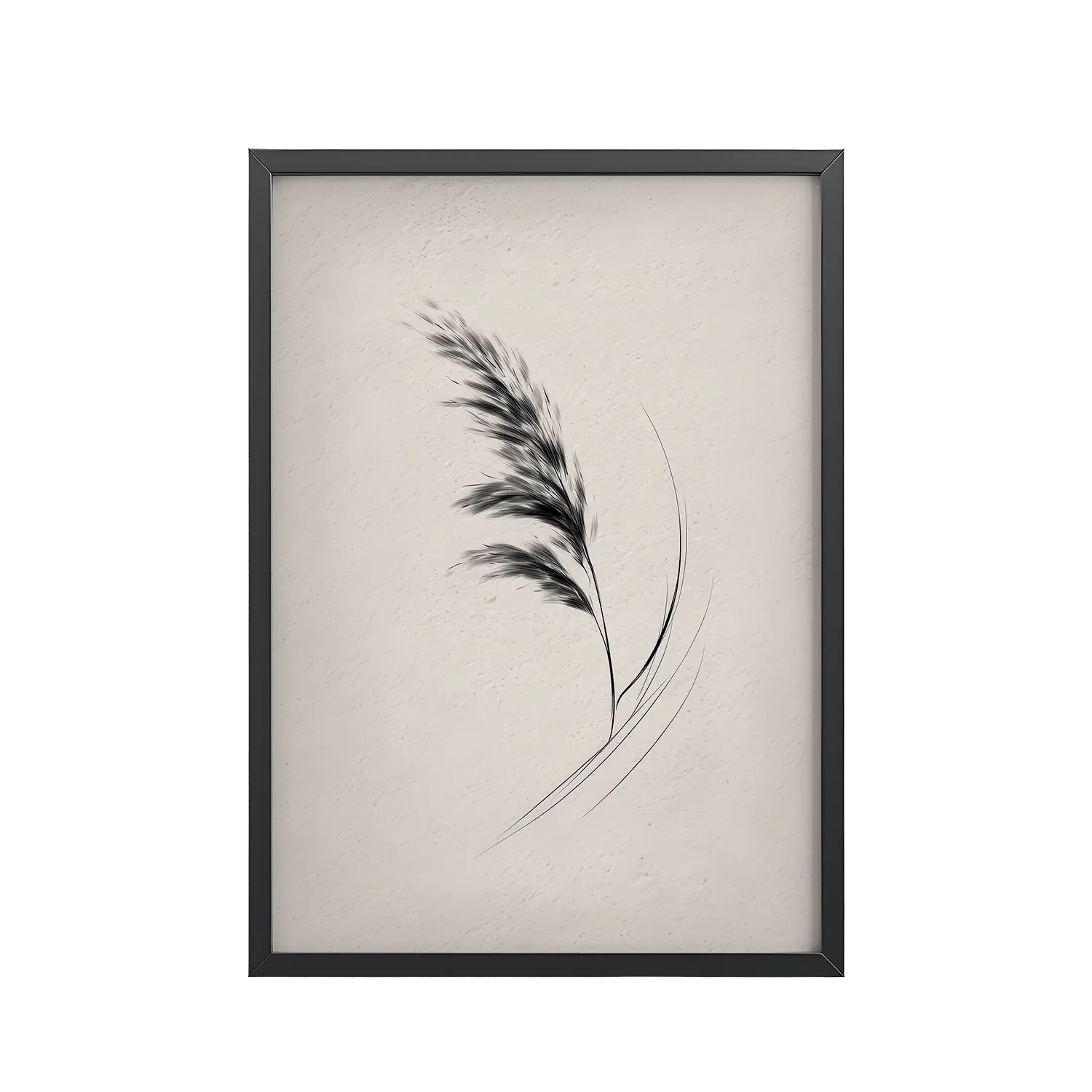 Windswept Pampas — Minimal Brush Wall Art — Framed Poster