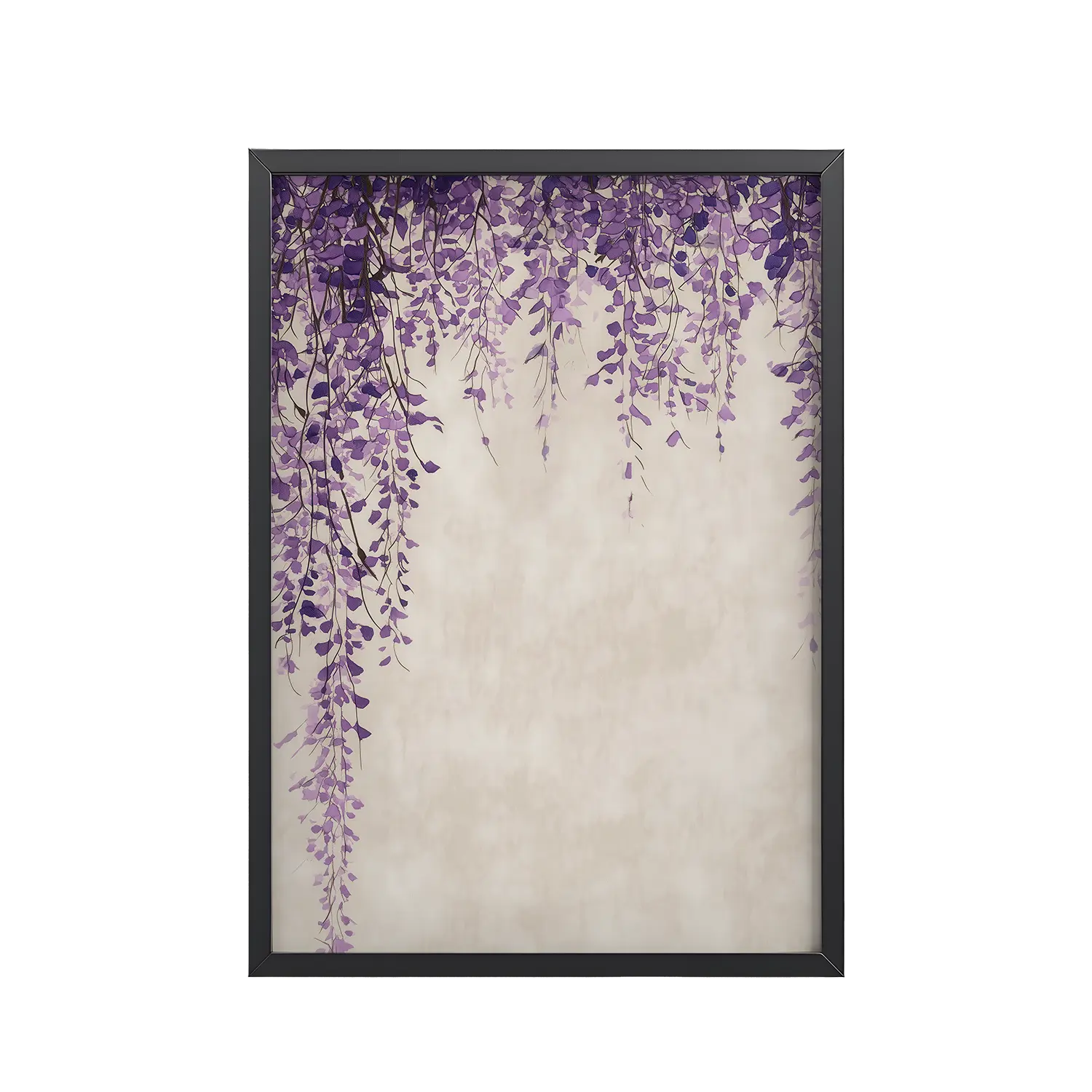 Wisteria Cascade — Japandi Hanging Floral Wall Decor — Framed Poster