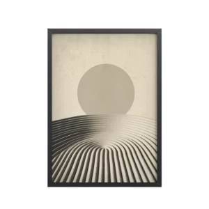 Zen Dune Sun – Raked Sand Dunes with Minimal Sun Wall Art – Framed Poster