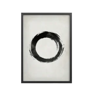 Zen Enso Circle – Minimal Japanese Brush Circle Wall Art – Framed Poster