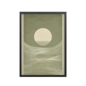 Zen Horizon Waves — Minimal Sunset Landscape Wall Decor — Framed Poster