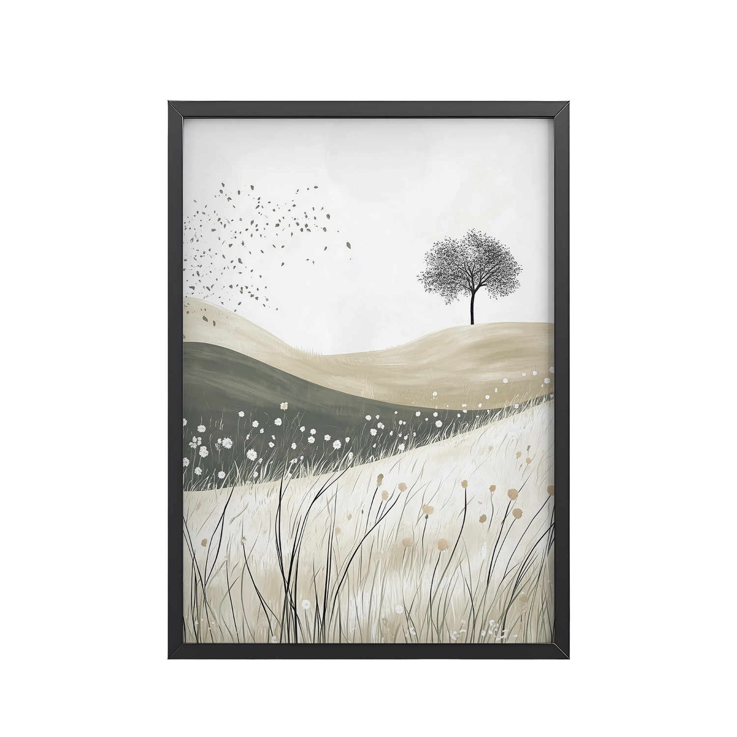 Still Horizons — Neutral Minimalist Landscape Wall Art — Framed Poster
