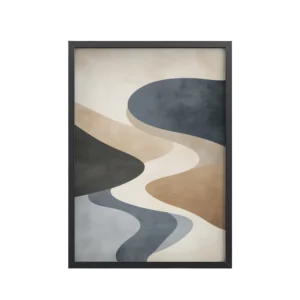 Abstract Flow Earthy — Organic Shapes Abstract in Warm Neutrals Wall Decor — Framed Poster