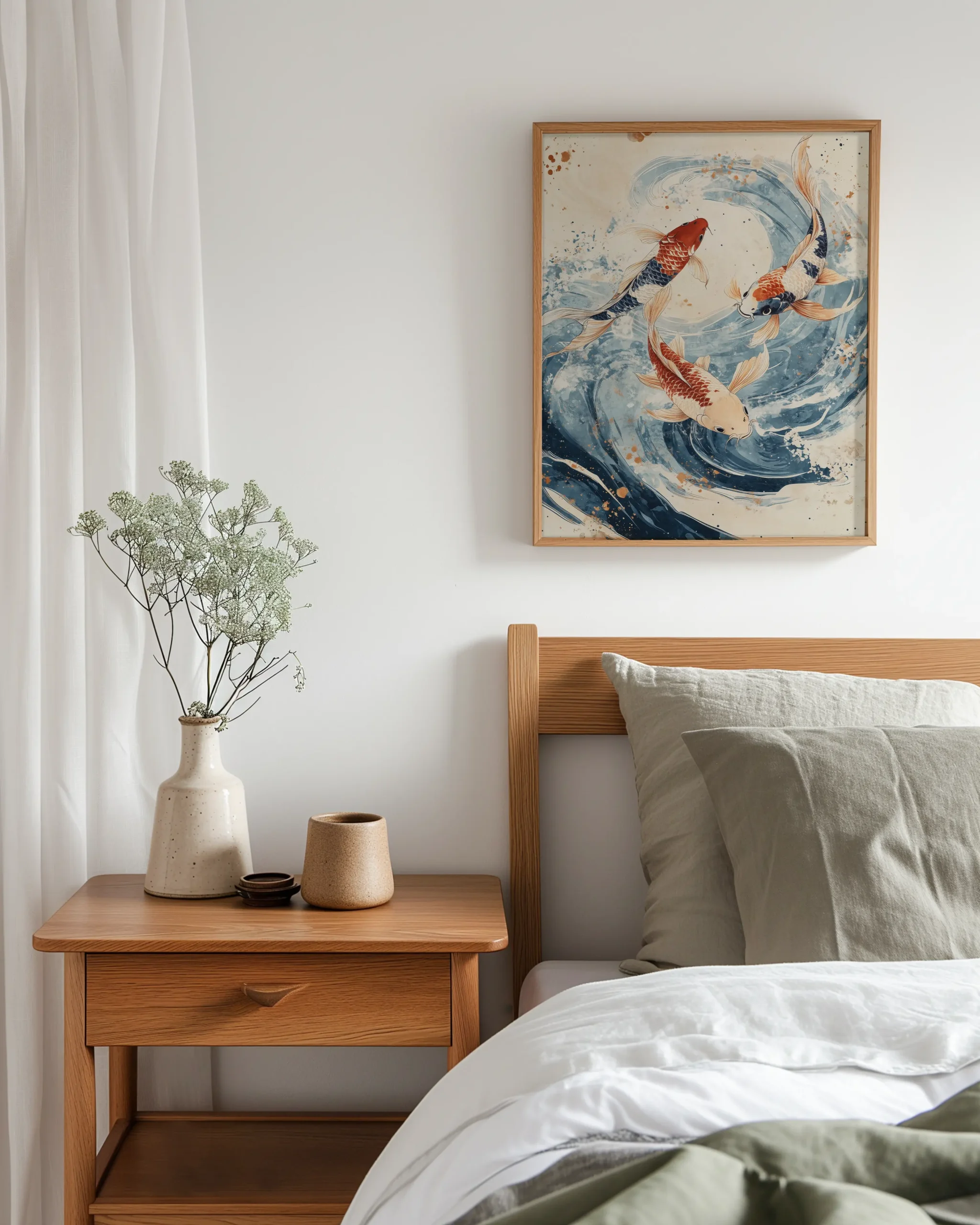 Dancing Koi Trio — Japanese Koi Wall Art — Framed Poster - Image 4