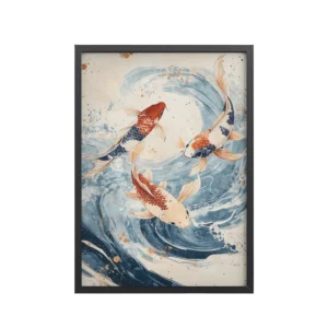 Dancing Koi Trio — Japanese Koi Wall Art — Framed Poster