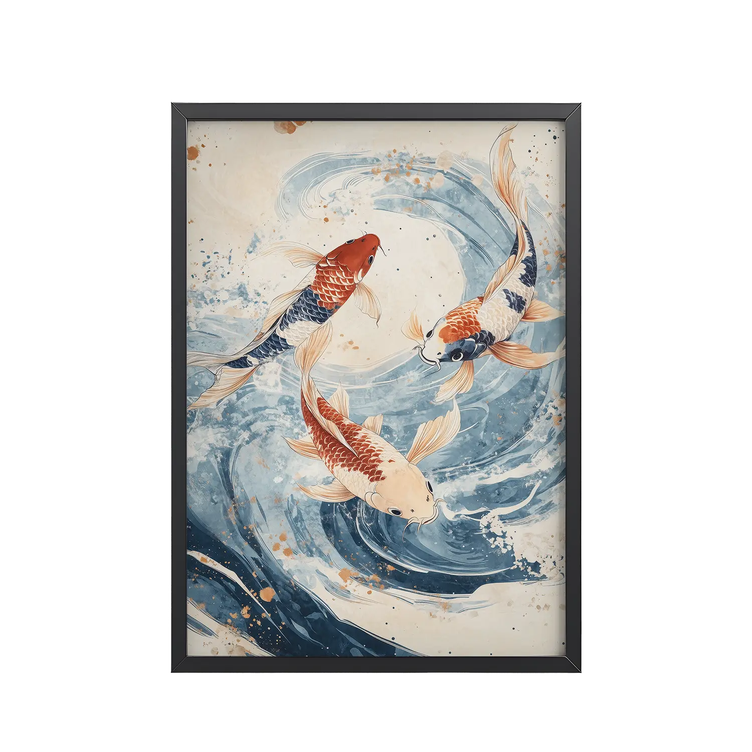 Dancing Koi Trio — Japanese Koi Wall Art — Framed Poster