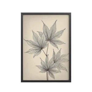 Delicate Branch — Japanese Maple Botanical Linework Wall Art — Framed Poster