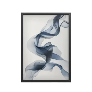 Ethereal Silk — Airy Blue Smoke Ribbon Abstract Wall Art — Framed Poster