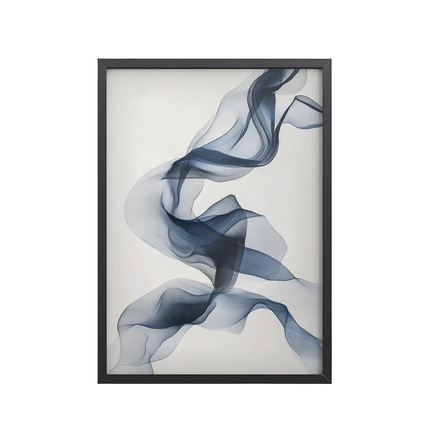 Ethereal Silk — Airy Blue Smoke Ribbon Abstract Wall Art — Framed Poster