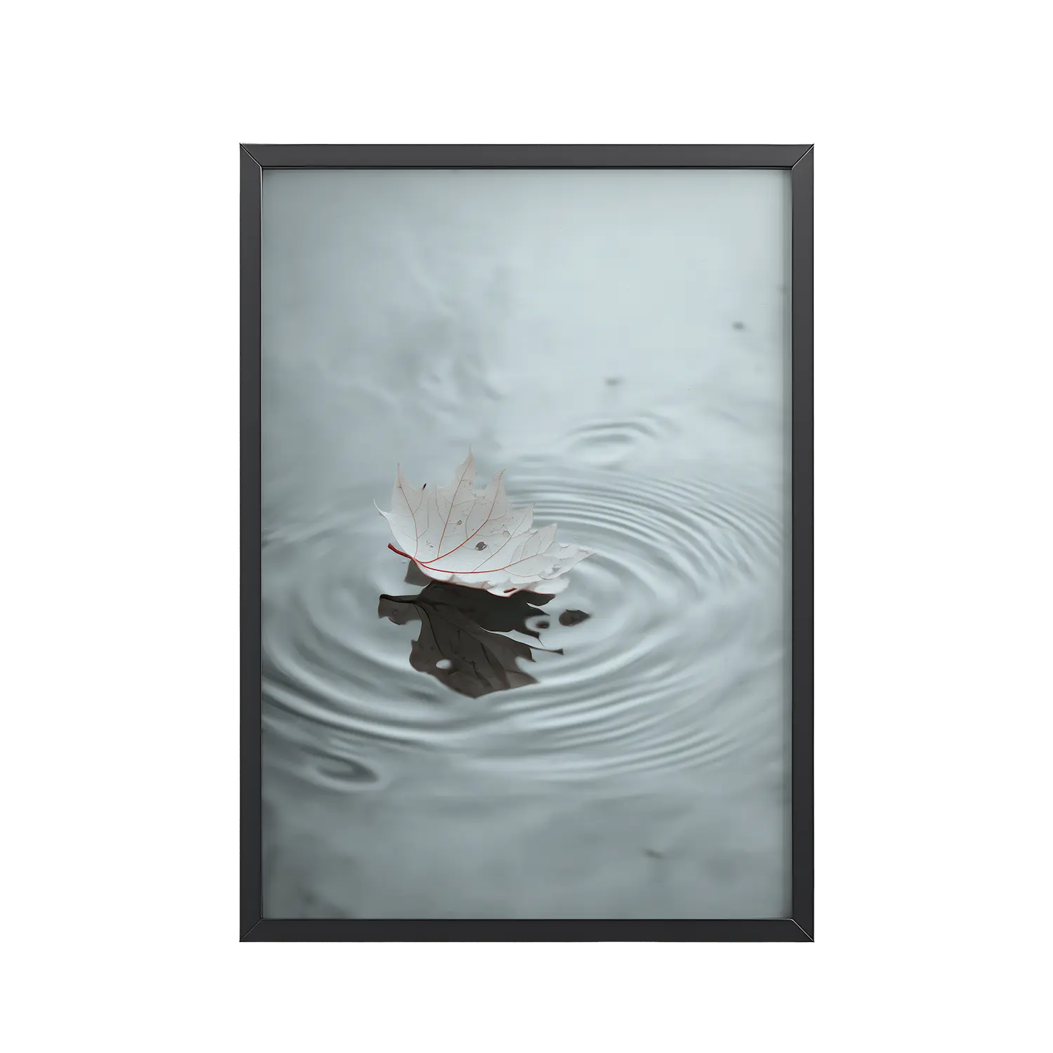 Floating Stillness — Leaf on Water Wall Decor — Framed Poster