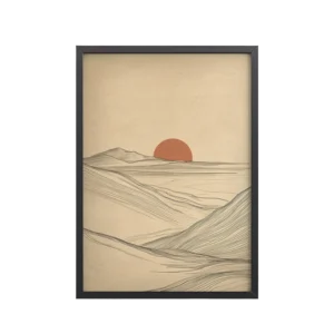 Flowing Ridges — Neutral Line Landscape Wall Art — Framed Poster