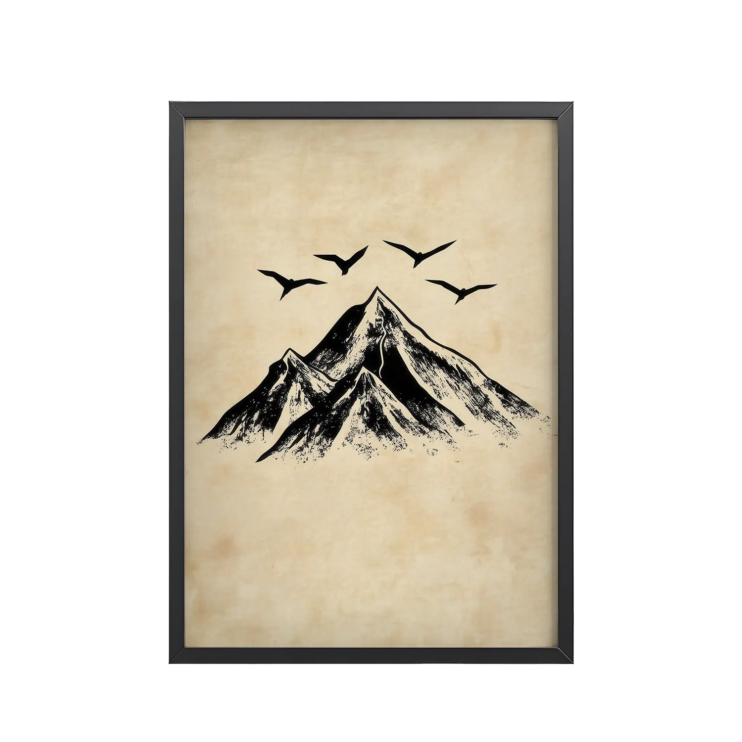 Four Peaks in Ink — Mountain Landscape Wall Art — Framed Poster