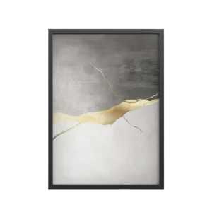 Fractured Gold Balance — Neutral Abstract with Textured Gold Wall Decor — Framed Poster