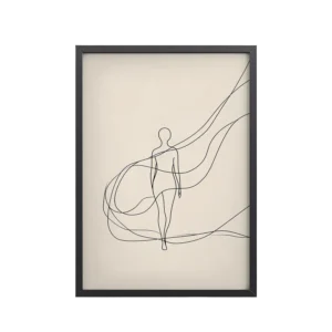 Graceful Flow — Minimalist Single-Line Figure Wall Art — Framed Poster