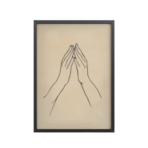 Gyan Mudra Hands — Minimal Gesture Yoga Line Wall Decor — Framed Poster