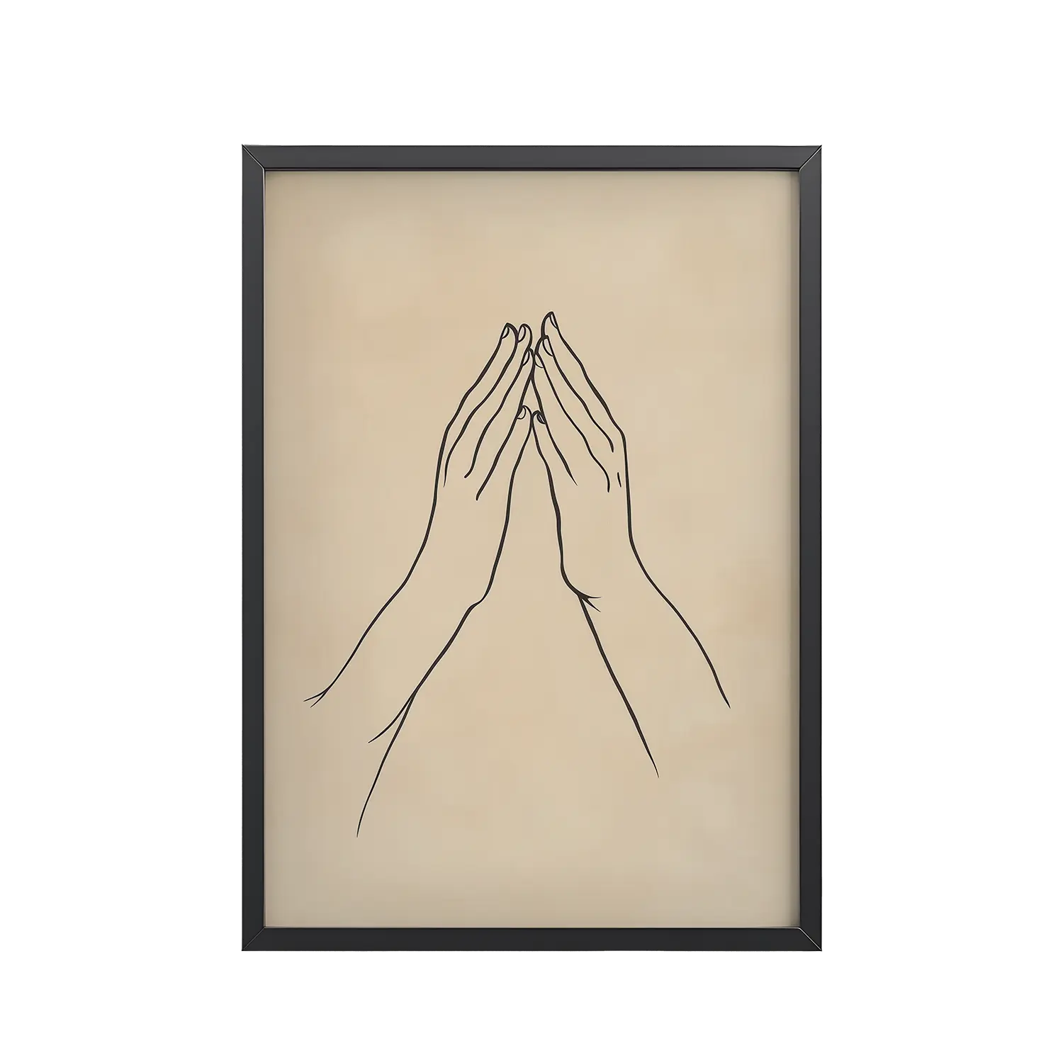 Gyan Mudra Hands — Minimal Gesture Yoga Line Wall Decor — Framed Poster