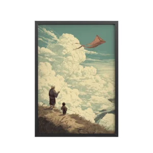 High Above the Clouds – Ukiyo-e Wall Art Print – Framed Poster